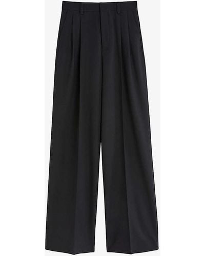 Filippa K Darcey Wide-leg High-rise Wool-blend Trousers - Black