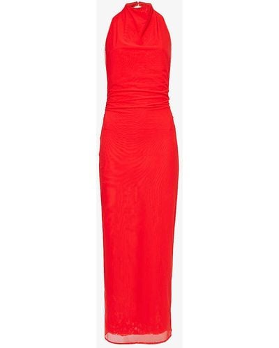 Sir. The Label Jacques Halterneck Low-back Woven Maxi Dres - Red