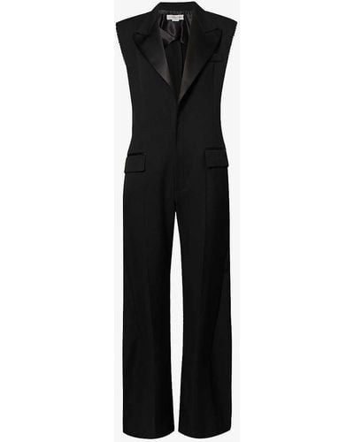 Victoria Beckham Satin-lapel Straight-leg Woven Tuxedo Jumpsuit - Black