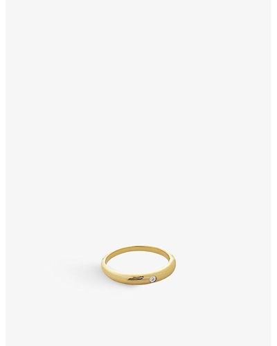 Monica Vinader Deia 18ct -plated Vermeil Sterling-silver And 0.003ct Single-cut Diamond Ring - White