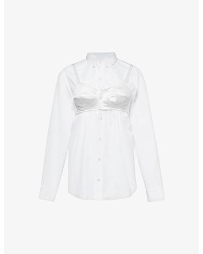 VAQUERA Bra-detail Long-sleeved Cotton Shirt - White