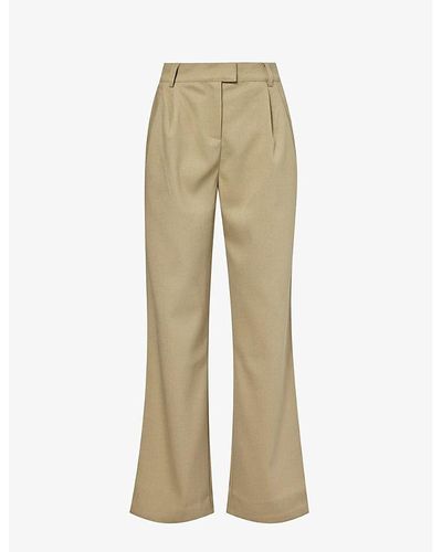 4th & Reckless Onicka Straight-leg Mid-rise Stretch-woven Trousers - Natural