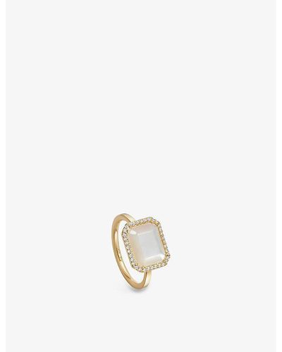 Astley Clarke Ottima 18ct Yellow Gold-plated Vermeil Sterling Silver, Mother-of-pearl And White Sapphire Ring