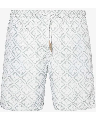 Eleventy Graphic-print Drawstring-waist Swim Short - White