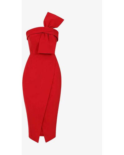 Lavish Alice Emily Bow-detail Stretch-crepe Midi Dress - Red