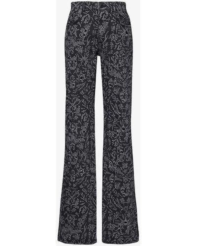 Off-White c/o Virgil Abloh Tattoo Graphic-pattern Wide-leg Jeans - Grey