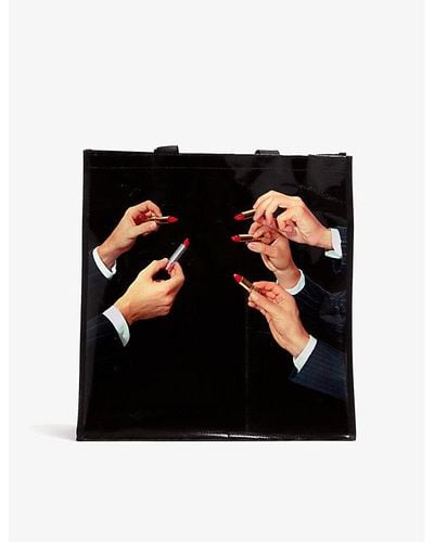 Seletti Wears Toiletpaper Lipsticks Vinyl Shopping Bag - Black