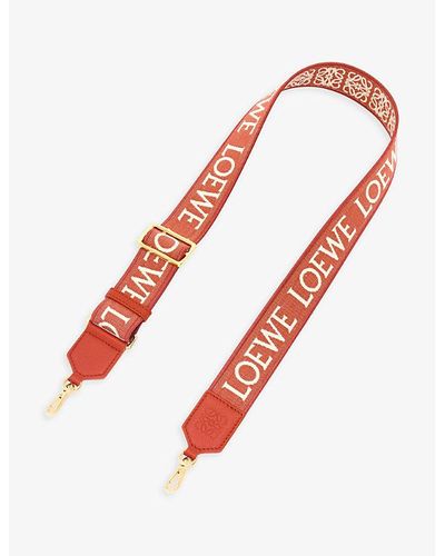 Loewe Anagram Loop Cotton And Leather Bag Strap - Red