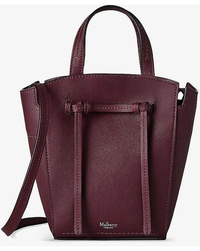 Mulberry Clovelly Mini Leather Tote Bag - Purple