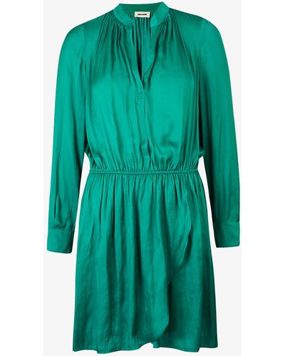 Zadig & Voltaire Rinka V-neck Satin Mini Dress - Green