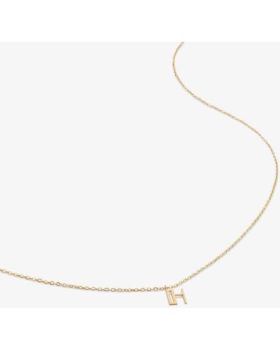 Monica Vinader Small Letter H 14ct Yellow-gold Pendant Necklace - White