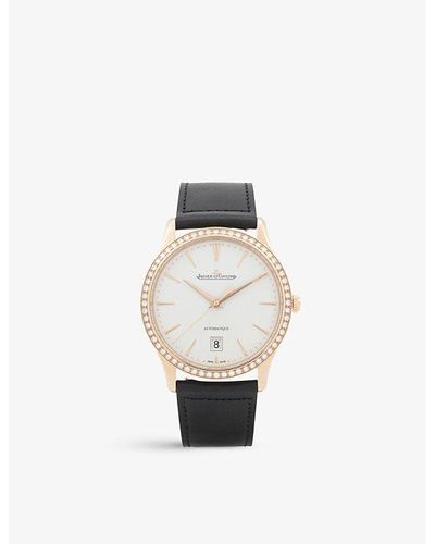 Jaeger-lecoultre Q1232501 Master Ultra Thin Rose-gold, 0.85ct Diamond And Calfskin-leather Watch - White