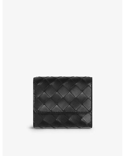Bottega Veneta Intrecciato Leather Trifold Wallet - Black