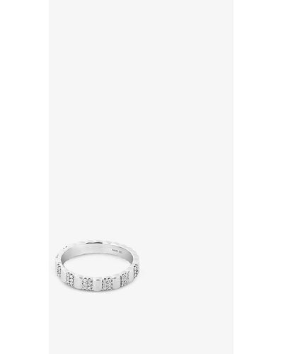 Astrid & Miyu Ridged-band Sterling-silver And Cubic Zirconia Ring - White