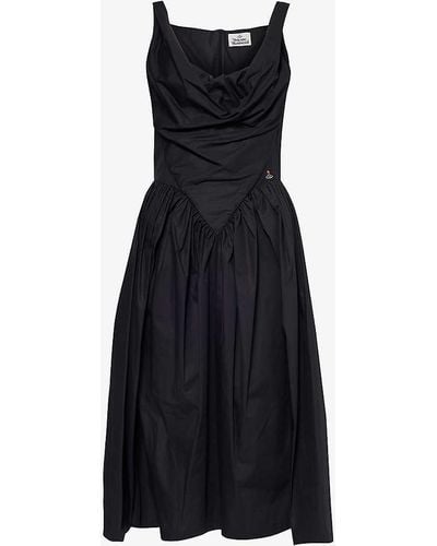 Vivienne Westwood Sunday Logo-embroidered Cotton Midi Dress - Black