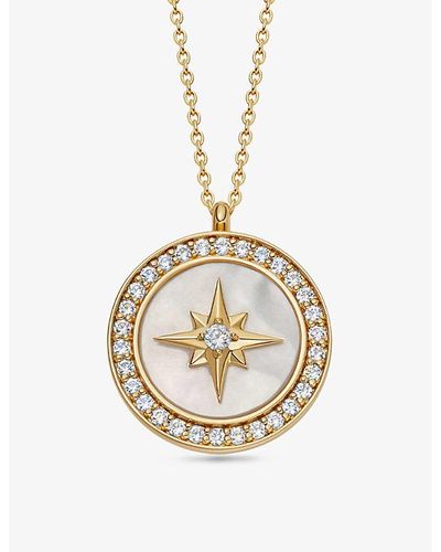 Astley Clarke Polaris Large 18ct Yellow Gold-plated Vermeil Sterling-silver, White Sapphire And Mother Of Pearl Locket - Metallic