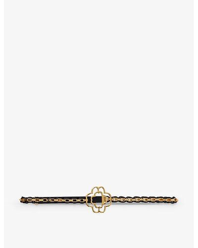 Maje Clover Logo-buckle Leather And Chain Belt - White