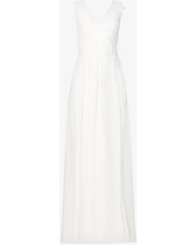 Chi Chi London V-neck Woven Wedding Gown - White