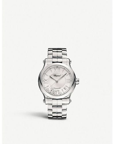 Chopard 278559-3002 Happy Sport Stainless Steel And Diamond Watch - Metallic