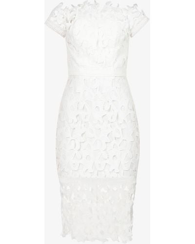Chi Chi London Bardot Crochet Bodycon Bridal Dress - White