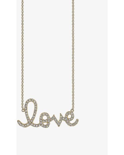 Sydney Evan Love 14ct Yellow-gold And 0.408ct Brilliant-cut Diamond Pendant Necklace - Metallic