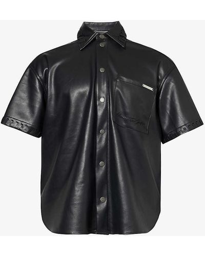 Honor The Gift Brand-plaque Short-sleeved Relaxed-fit Faux-leather Shirt X - Black