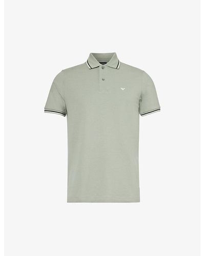 Emporio Armani Logo-embroidered Regular-fit Stretch-cotton-piqué Polo Shirt X - Green