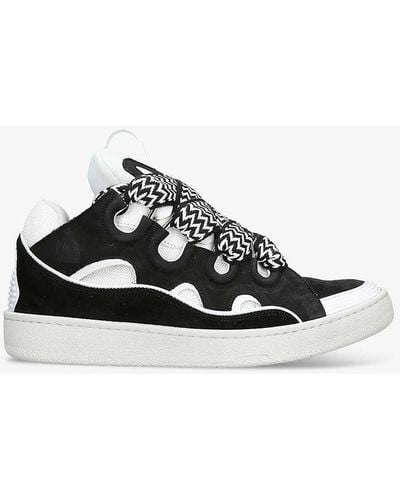 Lanvin Curb Leather, Suede And Mesh Low-top Trainers - White