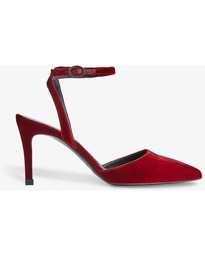 LK Bennett Nova Open-back Suede Heeled Court Shoes - Red