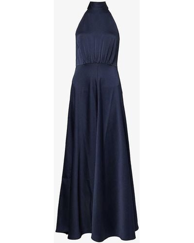 Samsøe & Samsøe Rheo High-neck Recycled Polyester-blend Maxi Dress - Blue