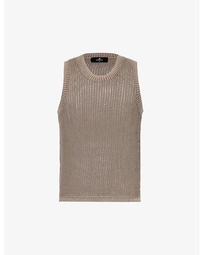 Represent Sleeveless Open-knit Cotton Knitted Vest - Brown