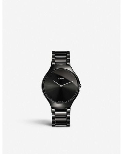 Rado Mens Black R27741182 True Thinline Ceramic Watch