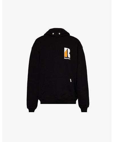 Represent Brand-print Relaxed-fit Cotton-jersey Hoody X - Black