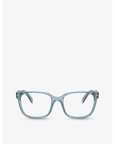 Prada Pr 17zv Rectangle-frame Acetate Glasses - Blue