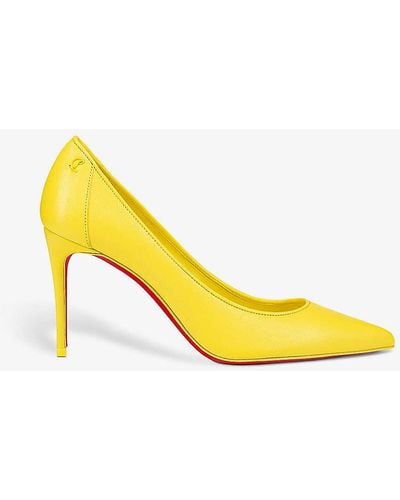 Christian Louboutin Sporty Kate 85 Leather Heeled Courts - Yellow