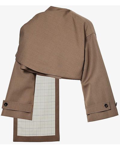 Bottega Veneta Cape-panel Boxy-fit Wool Jacket - Natural