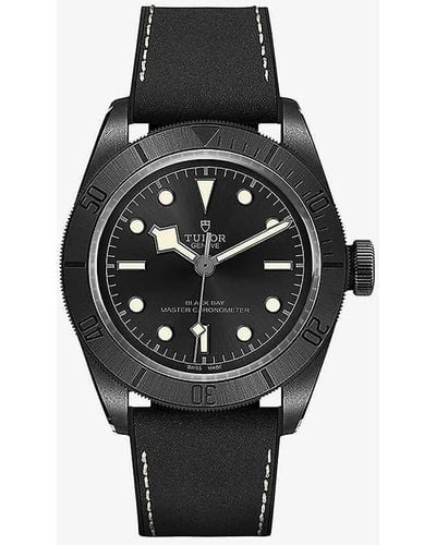 Tudor M79210cnu-0001 Bay Ceramic Ceramic, Leather And Rubber Automatic Watch - Black