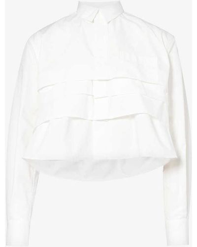 Jil Sander Pleated Balloon-sleeve Cotton Shirt - White