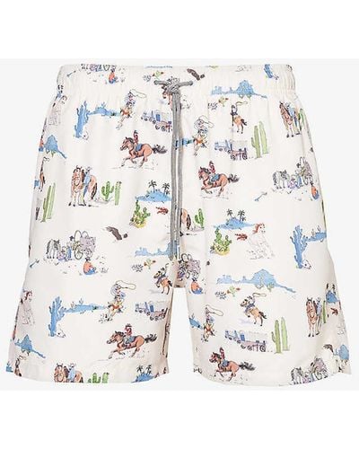 Boardies Wild West Recycled-polyester Swim Shorts - White