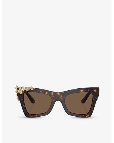 Dolce & Gabbana Dg4434 Cat-eye Tortoiseshell Acetate Sunglasses - Brown