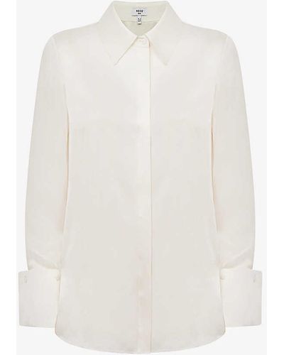 Reiss Hailey Point-collar Silk Shirt - White