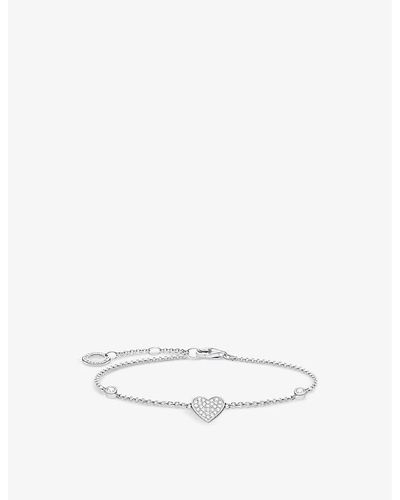 Thomas Sabo Heart-pendant Sterling-silver And Cubic Zirconia Bracelet - White
