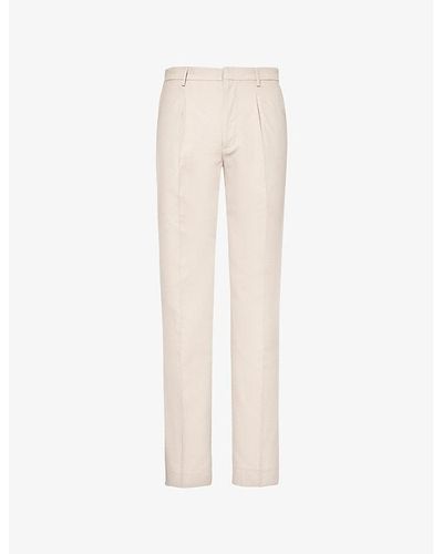 PAIGE Shultz Straight-leg High-rise Cotton-blend Pants - White
