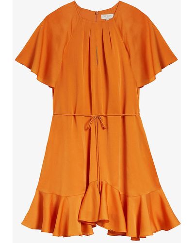 Ted Baker Elsieee Cut-out Stretch-woven Mini Dress - Orange