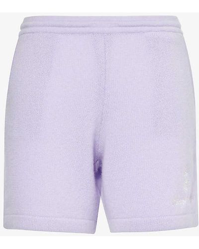Sporty & Rich Vendome Brand-embroidered Cashmere Shorts - Purple