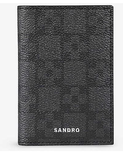 Sandro Monogram-print Logo-embossed Coated-canvas Card Holder - White