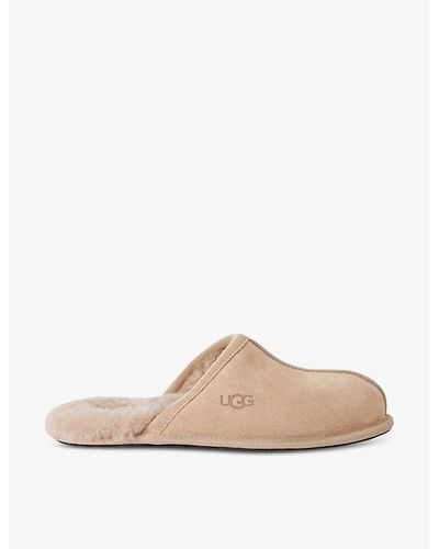 UGG Scuff Logo-embossed Suede Slippers - Natural