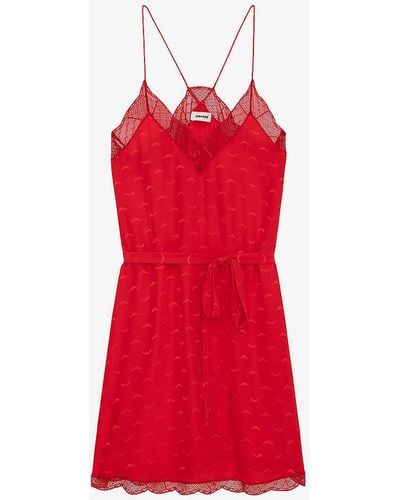 Zadig & Voltaire Ristyz Jacquard-wing Silk Mini Dress - Red