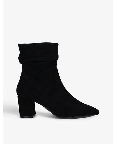 Carvela Kurt Geiger Admire Slouchy Pointed-toe Suede Ankle Boots - Black