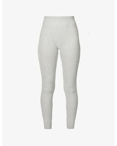 Skims Ribbed High-rise Stretch-cotton leggings Xxx - Gray